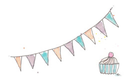 Gezeichnete Girlande mit einem Muffin 