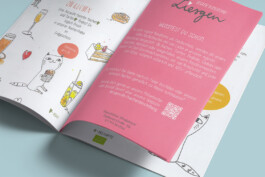 Aufgeblätterte Speisekarte vom Café Liesgen 